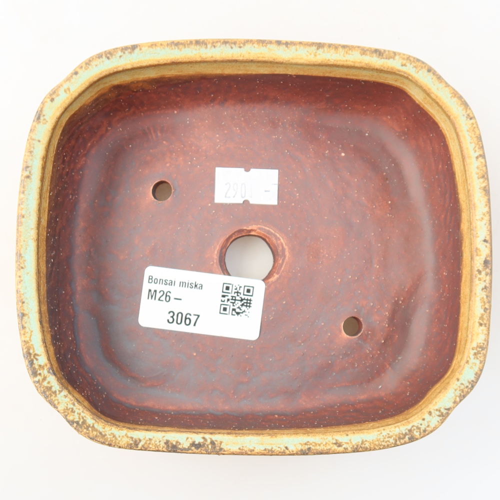 Ceramic bonsai pot, 13.5 x 12 x 4 cm, green