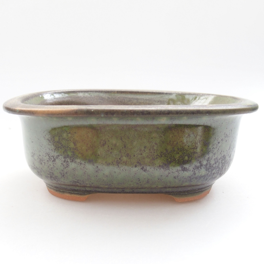 Ceramic bonsai bowl 15,5 x 12 x 6 cm, color green