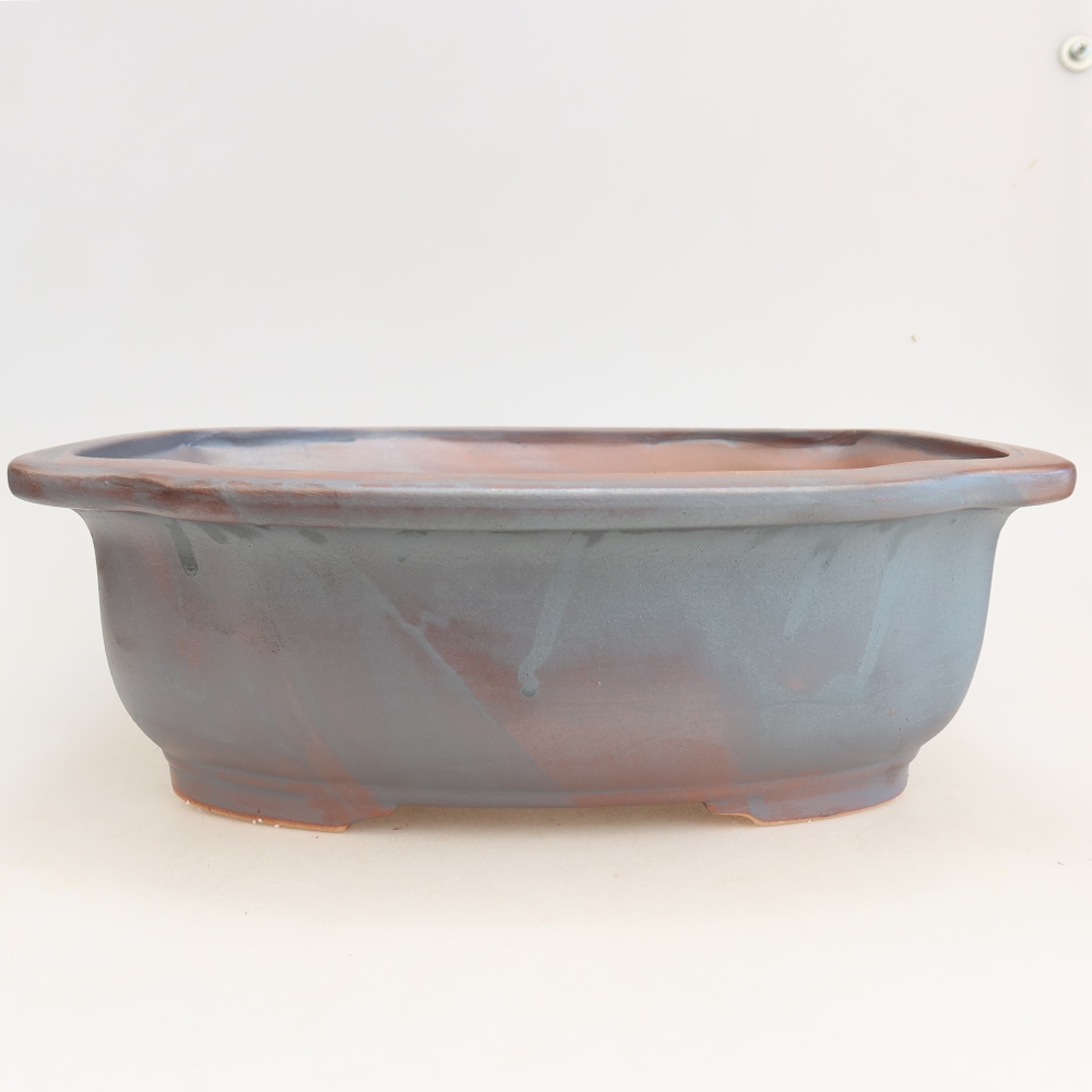 Ceramic bonsai pot, 30.5 x 25.5 x 10.5 cm, metallic color