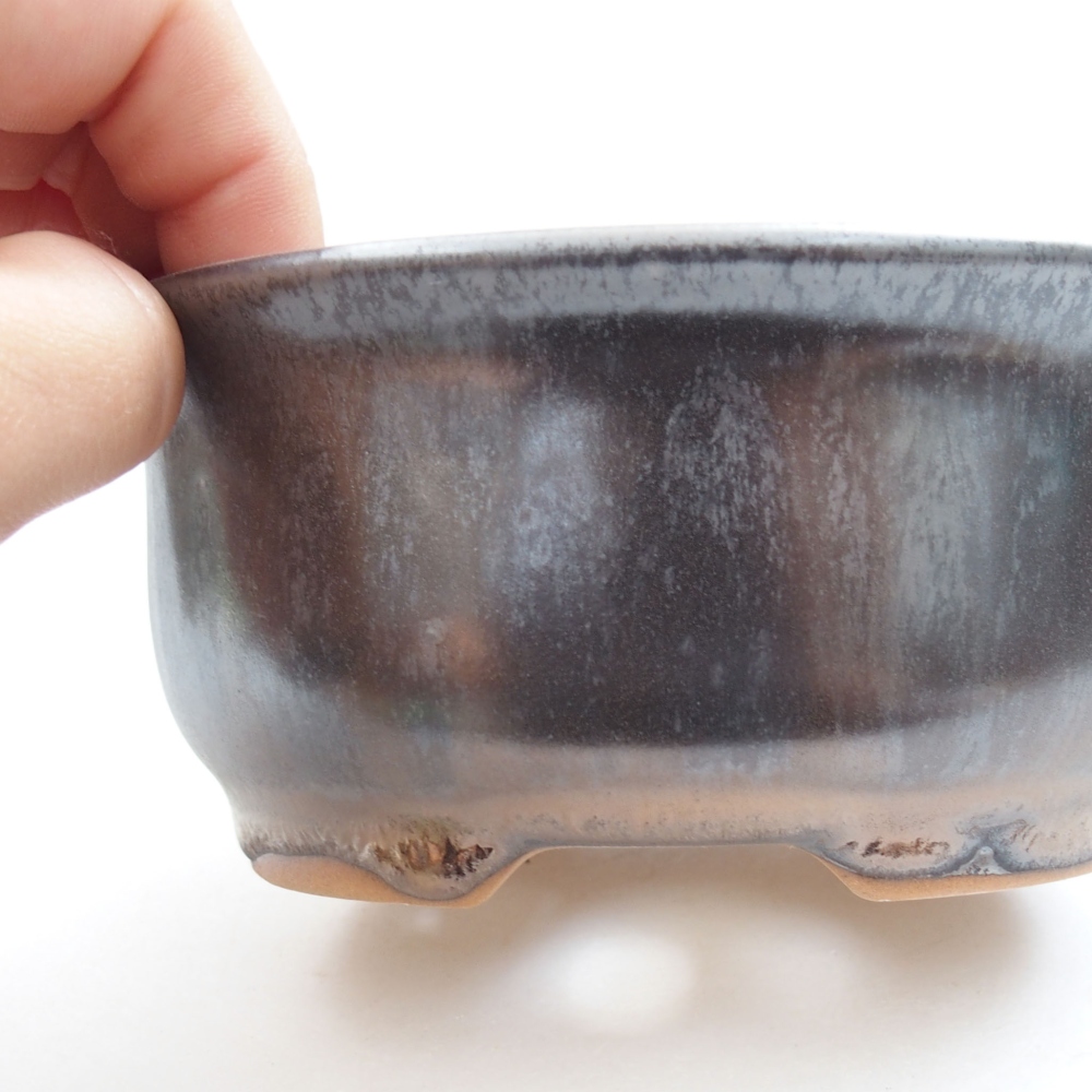 Ceramic bonsai bowl 12,5 x 10,5 x 5,5 cm, color metallic