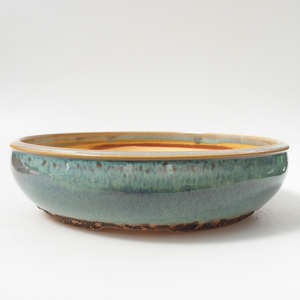 Ceramic bonsai bowl 27 x 27 x 7 cm, color green