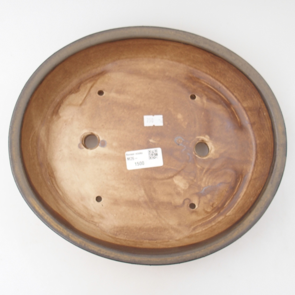Ceramic bonsai bowl 28,5 x 25 x 6 cm, brown
