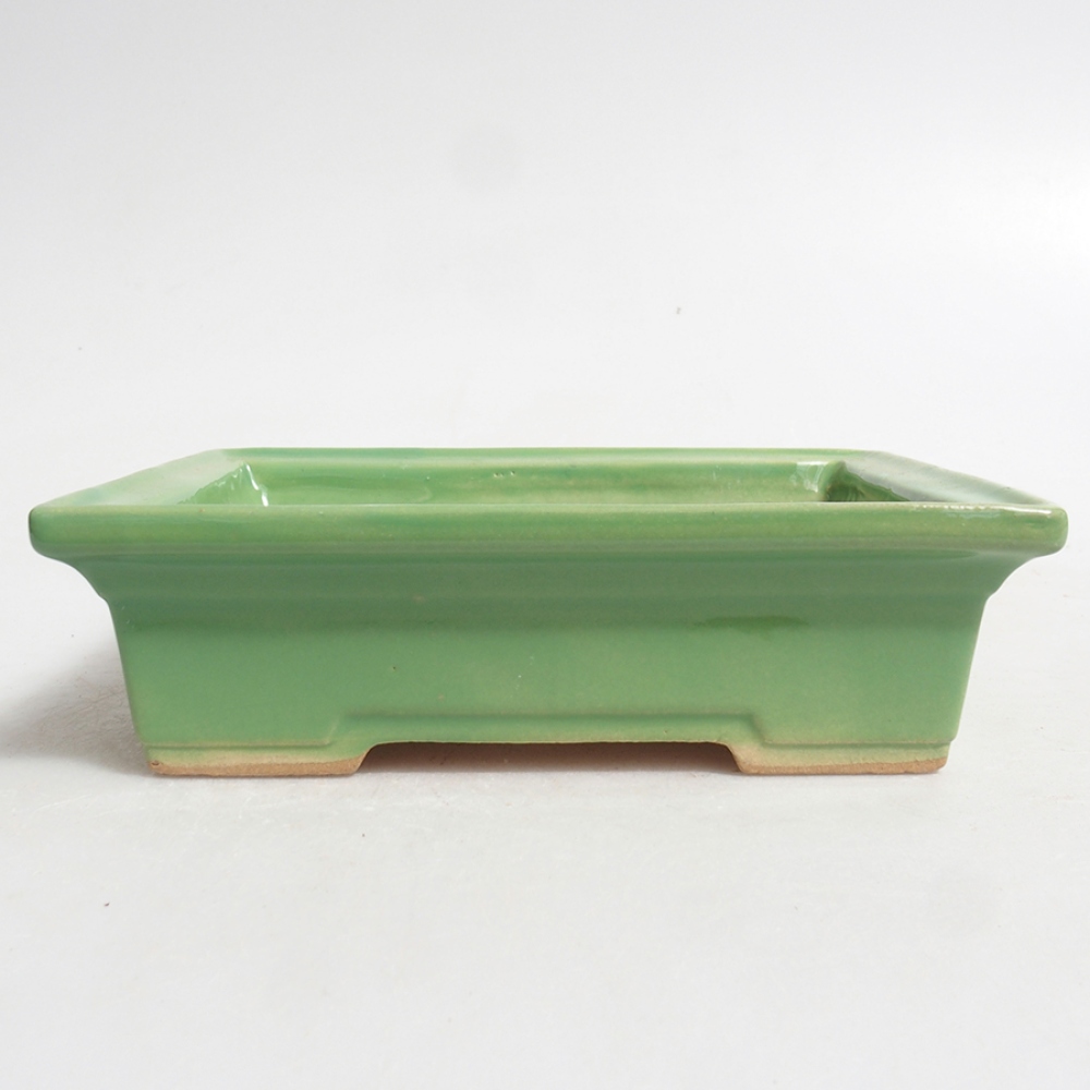 Ceramic bonsai bowl 13 x 10 x 4 cm, color green