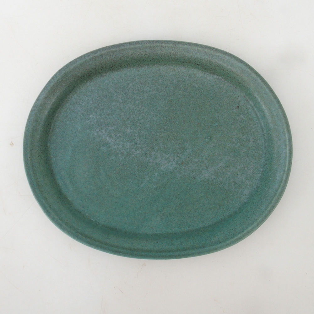 Bonsai bowl oval S - 20 x 16.5 x 1.5 cm - green