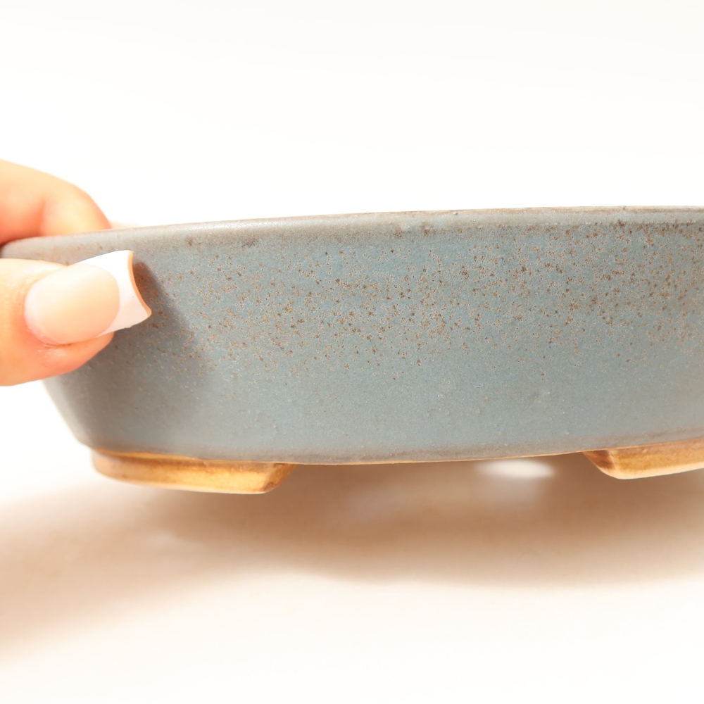 Ceramic bonsai bowl 18,5 x 16,5 x 4,5 cm, colour blue