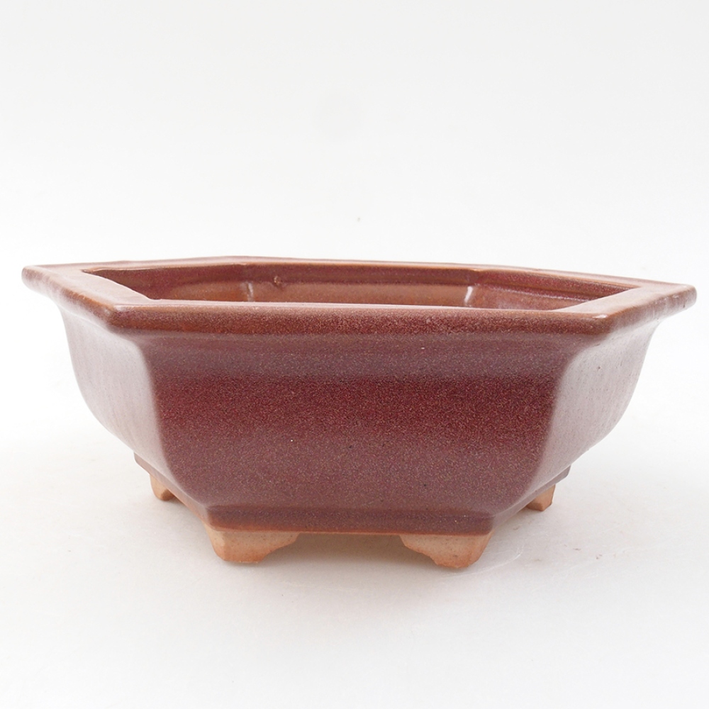 Ceramic bonsai bowl 14 x 11 x 4 cm, color burgundy