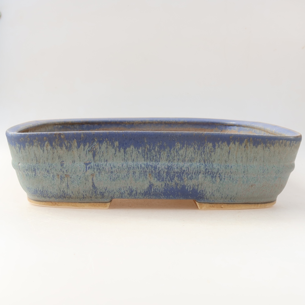 Ceramic bonsai bowl 29,5 x 24,5 x 7,5 cm, colour blue