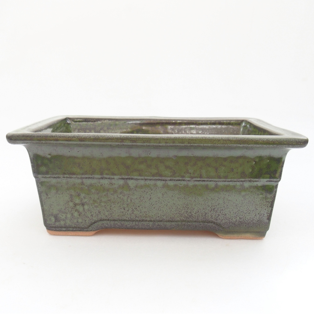 Ceramic bonsai bowl 19 x 13,5 x 7,5 cm, color green