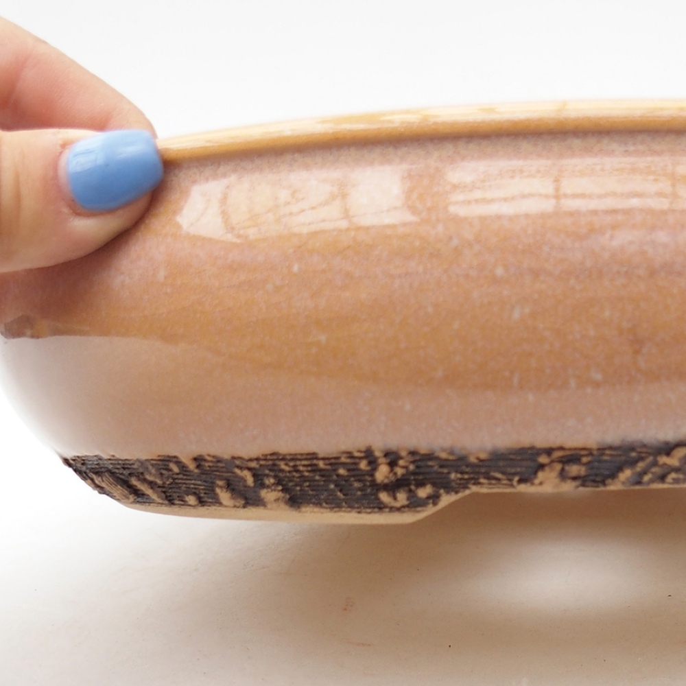 Ceramic bonsai bowl 22,5 x 22,5 x 6 cm, color pink