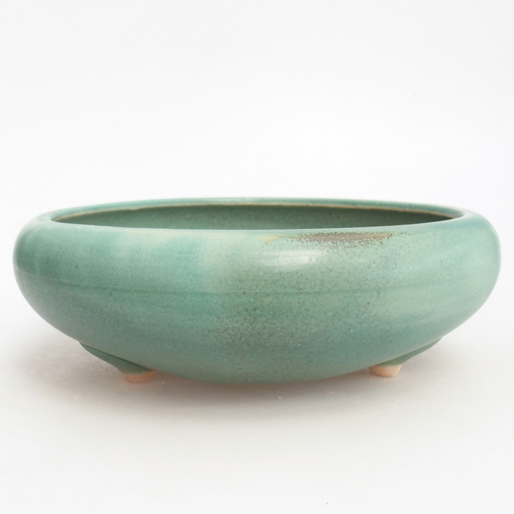 Ceramic bonsai bowl 21 x 21 x 7 cm, green