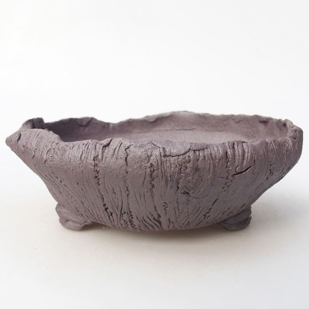 Ceramic bonsai bowl 18 x 17 x 5,5 cm, metal colour