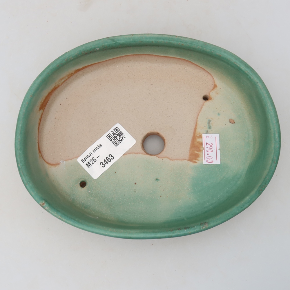 Ceramic bonsai bowl 17 x 14 x 4 cm, green