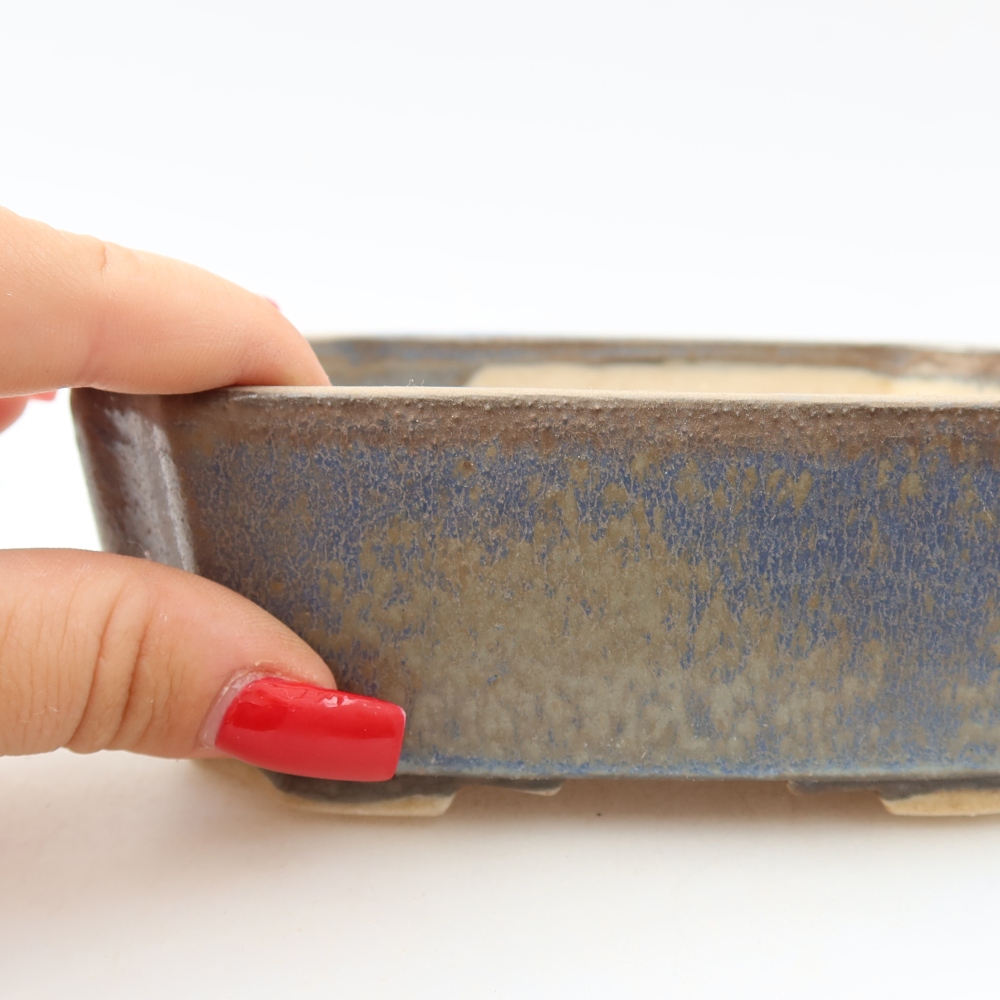 Ceramic bonsai pot, 14 x 11.5 x 4.5 cm, blue
