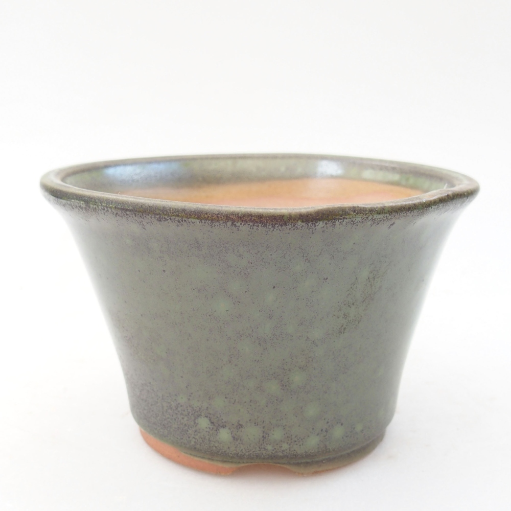 Ceramic bonsai bowl 11 x 11 x 7 cm, color green