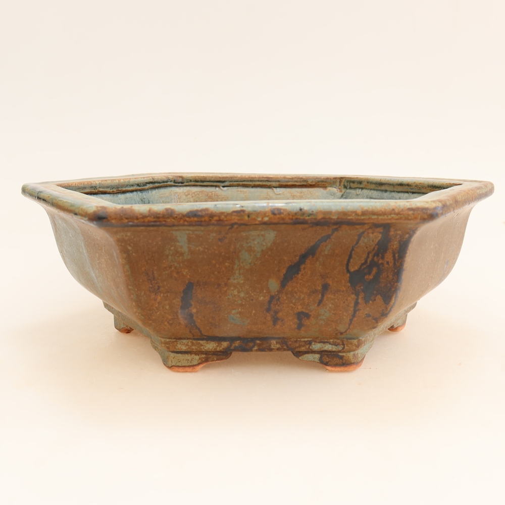Ceramic bonsai pot, 24 x 21.5 x 7.5 cm, brown