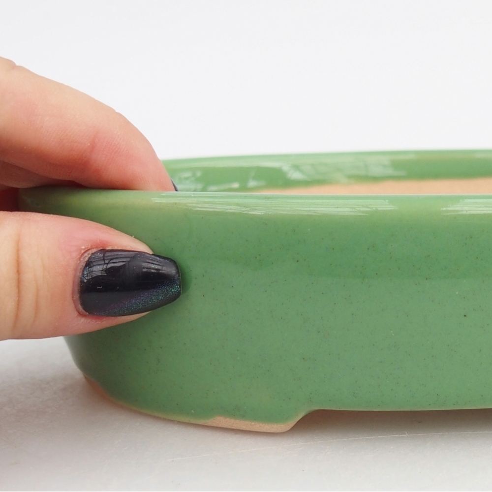Ceramic bonsai bowl 17 x 14 x 4 cm, green