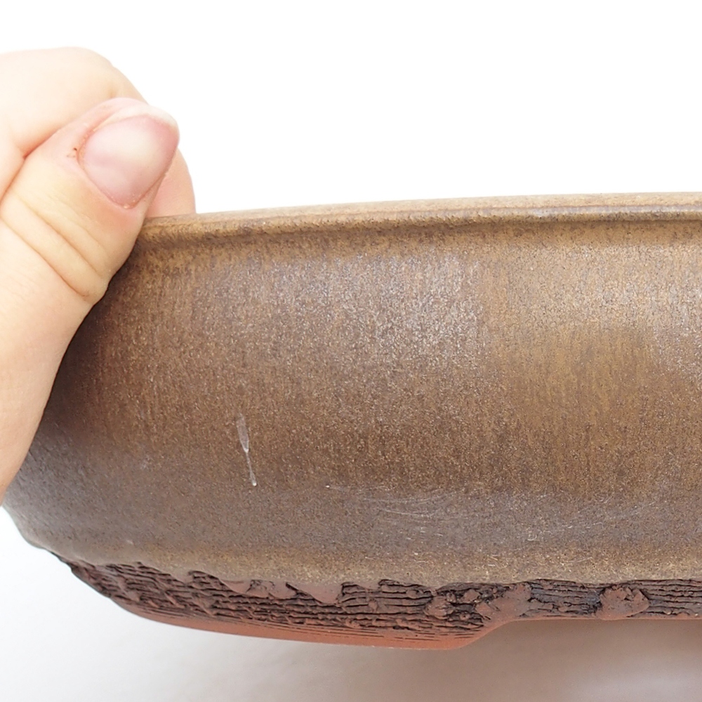 Ceramic bonsai bowl 25 x 25 x 6,5 cm, brown