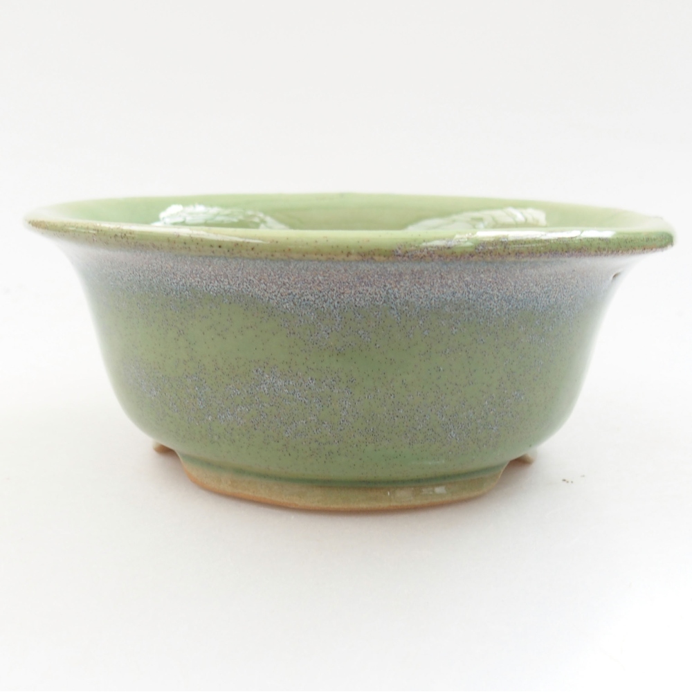 Ceramic bonsai bowl 12,5 x 12,5 x 5 cm, color green