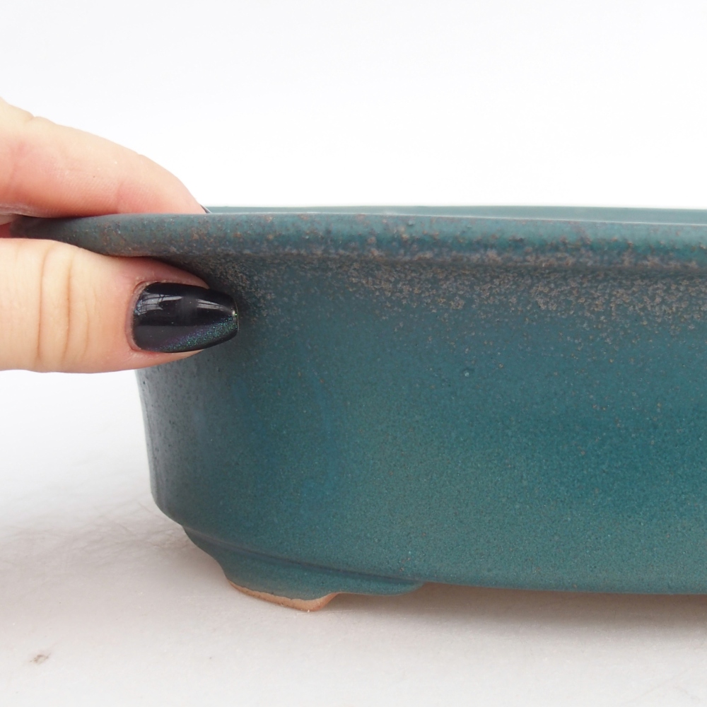 Ceramic bonsai bowl 22,5 x 18,5 x 7 cm, colour blue