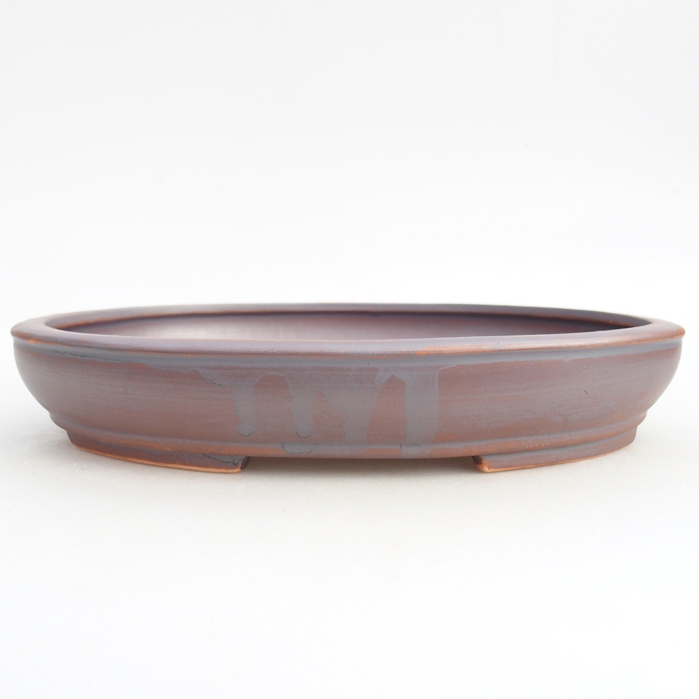 Ceramic bonsai bowl 24,5 x 20 x 4 cm, metal colour