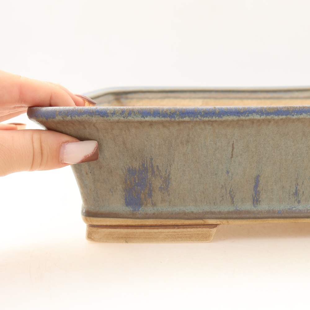 Ceramic bonsai pot, 29.5 x 24.5 x 8 cm, blue