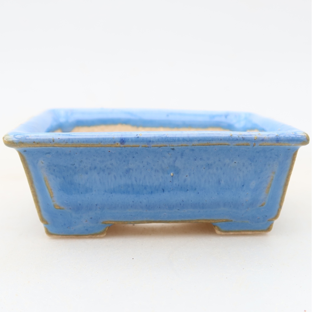 Ceramic bonsai pot, 6.5 x 6.5 x 2.5 cm, blue