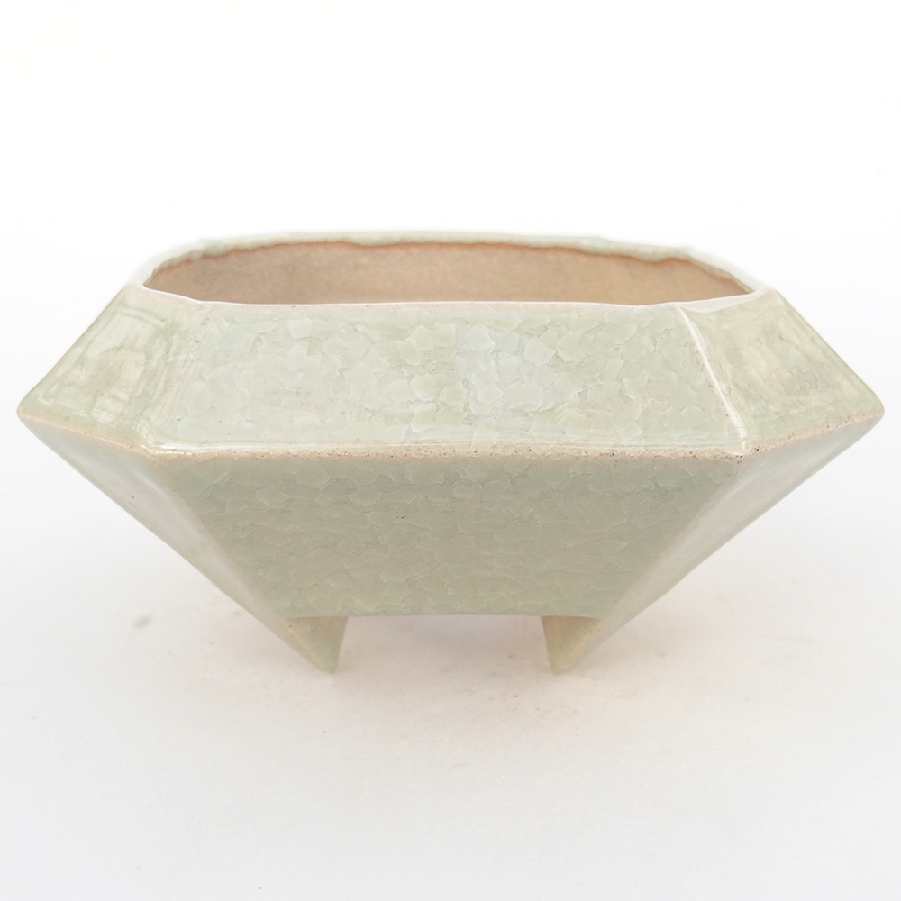 Ceramic bonsai bowl 13,5 x 13,5 x 7,5 cm, green