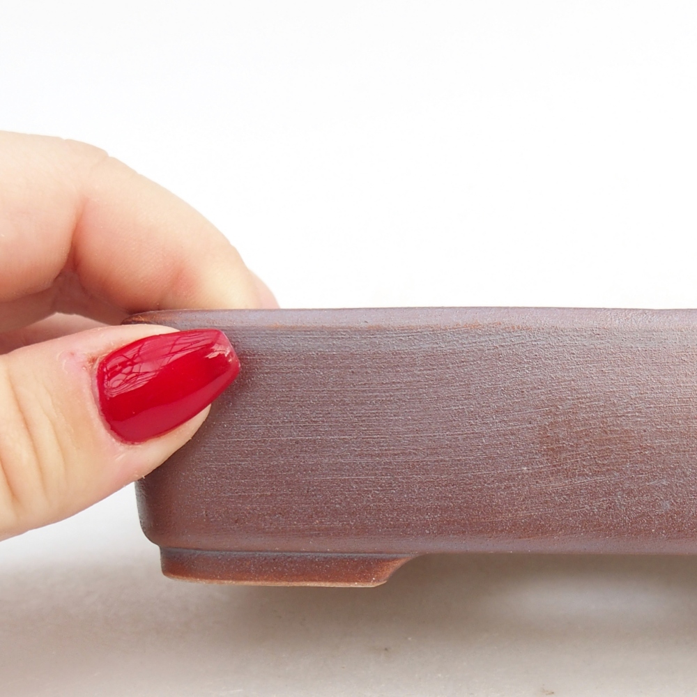 Ceramic bonsai bowl 12,5 x 9,5 x 3,5 cm, metal colour