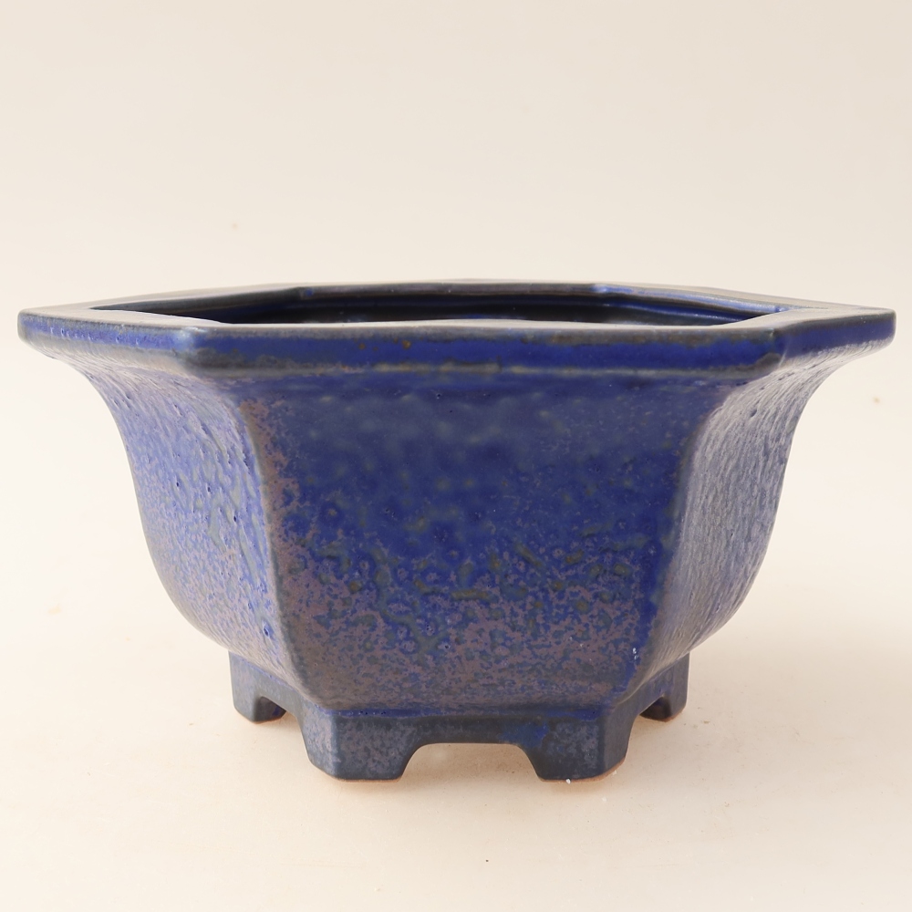 Ceramic bonsai bowl 18,5 x 16,5 x 9 cm, colour blue