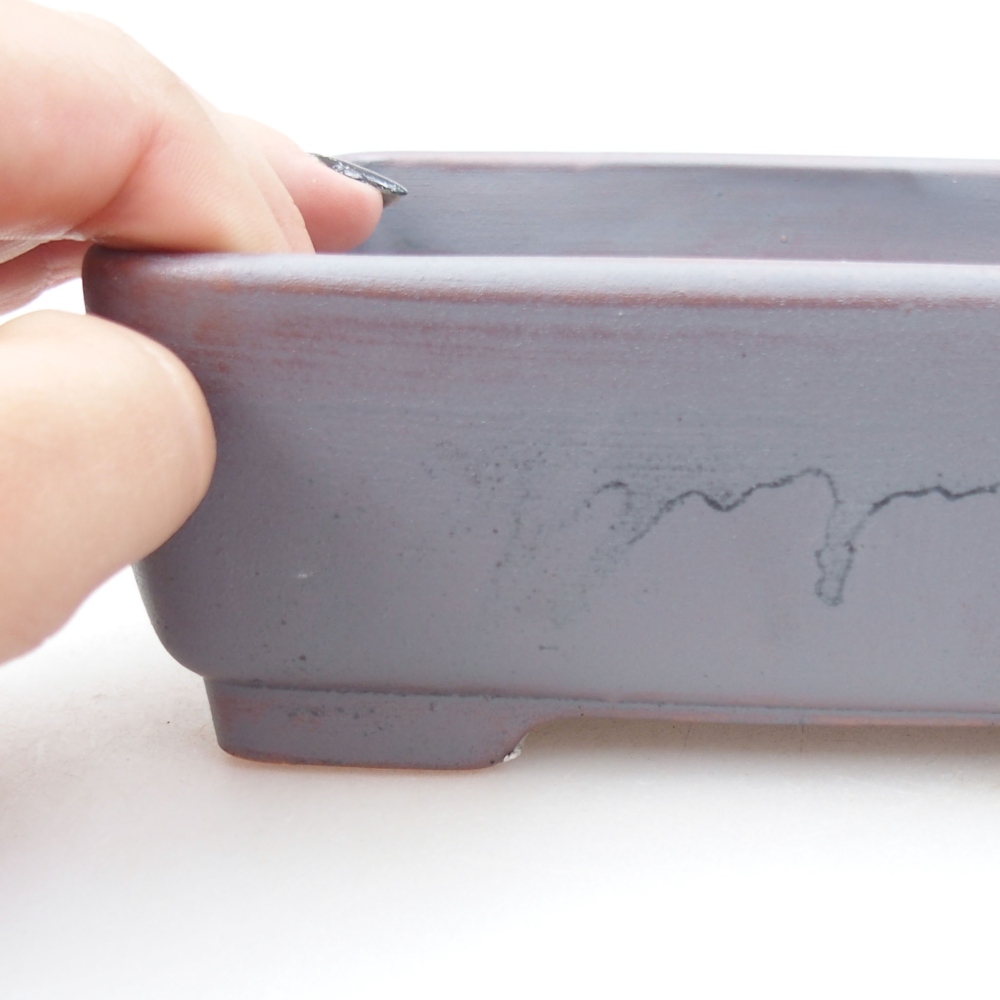 Ceramic bonsai bowl 14,5 x 11 x 5,5 cm, color metallic