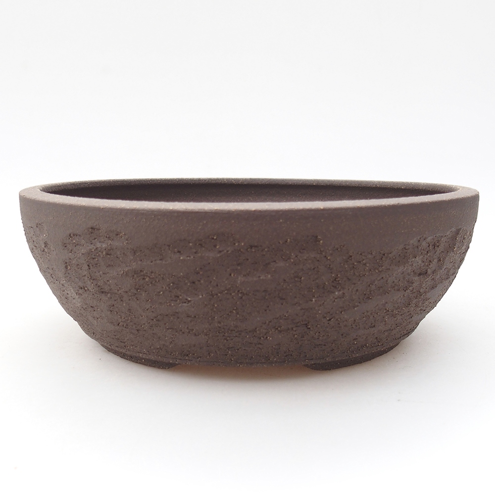 Ceramic bonsai bowl 18,5 x 18,5 x 6 cm, brown