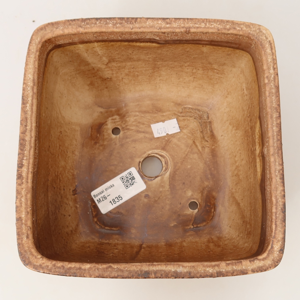 Ceramic bonsai pot, 16.5 x 16.5 x 9.5 cm, pink