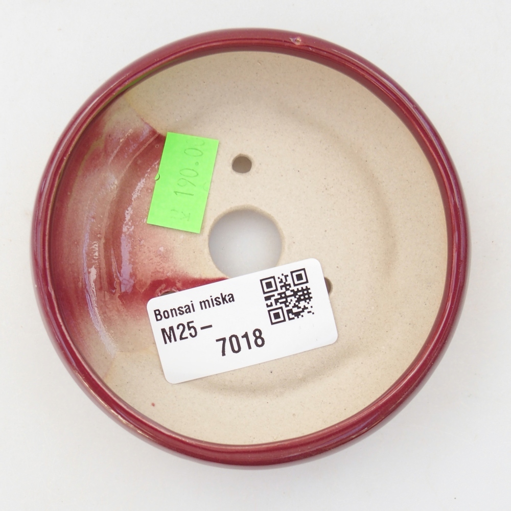 Ceramic bonsai bowl 9 x 9 x 2,5 cm, colour burgundy