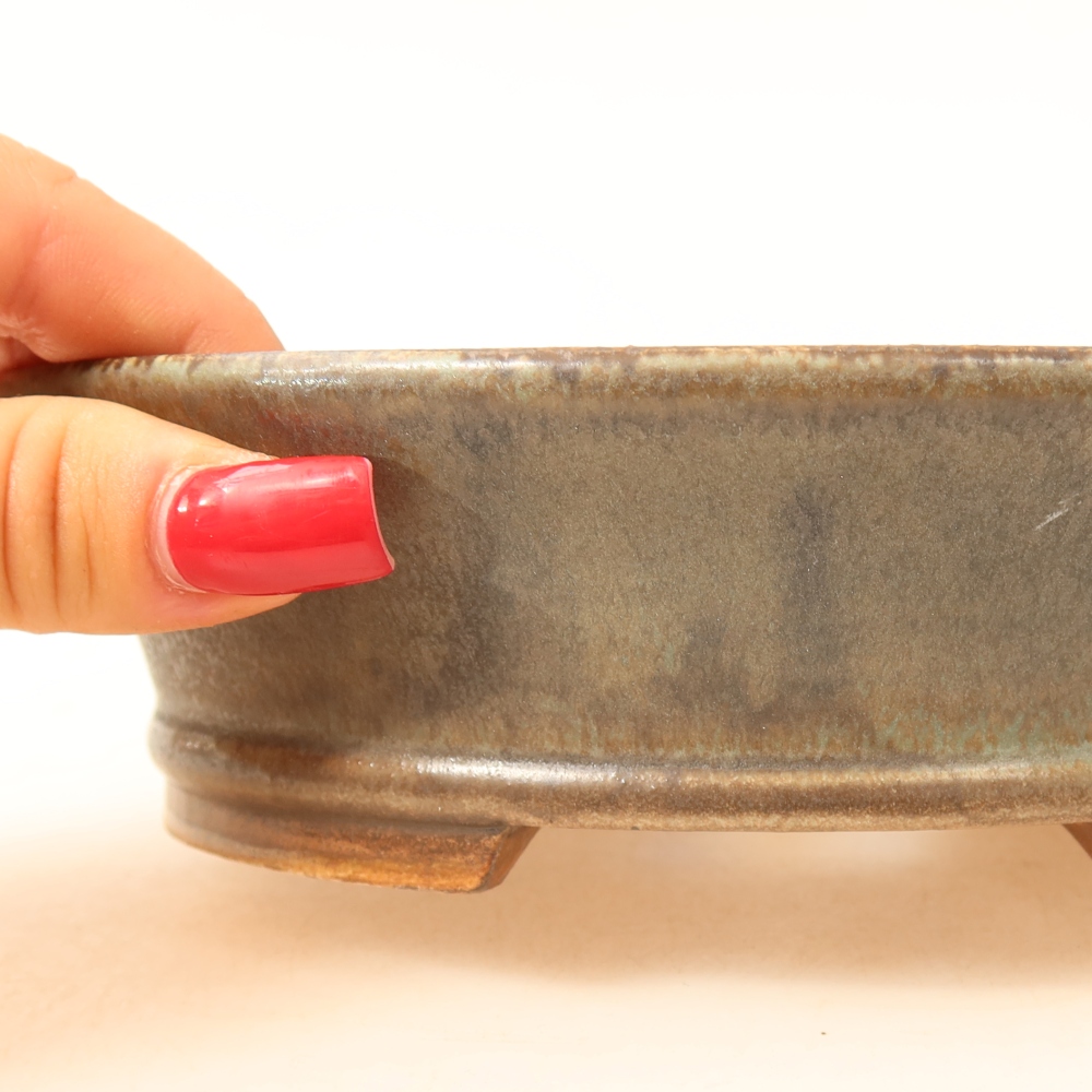 Ceramic bonsai pot, 17.5 x 16.5 x 4.5 cm, brown