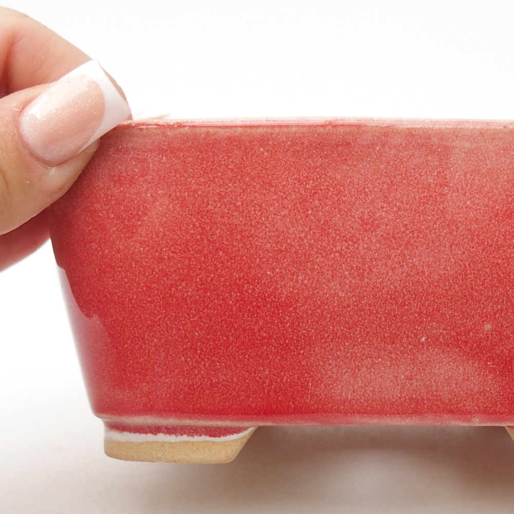 Ceramic bonsai bowl 13,5 x 10,5 x 6 cm, colour red