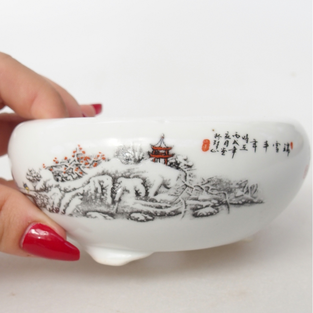 Ceramic bonsai bowl 10 x 10 x 5 cm, colour white
