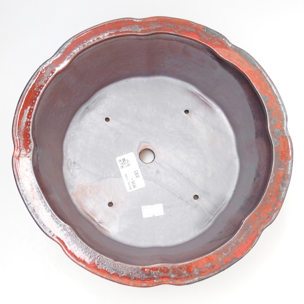 Ceramic bonsai bowl 26,5 x 26,5 x 8 cm, colour red