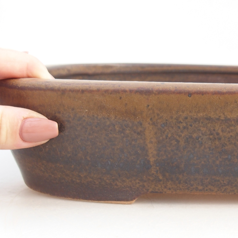 Ceramic bonsai bowl 31,5 x 24 x 6 cm, brown