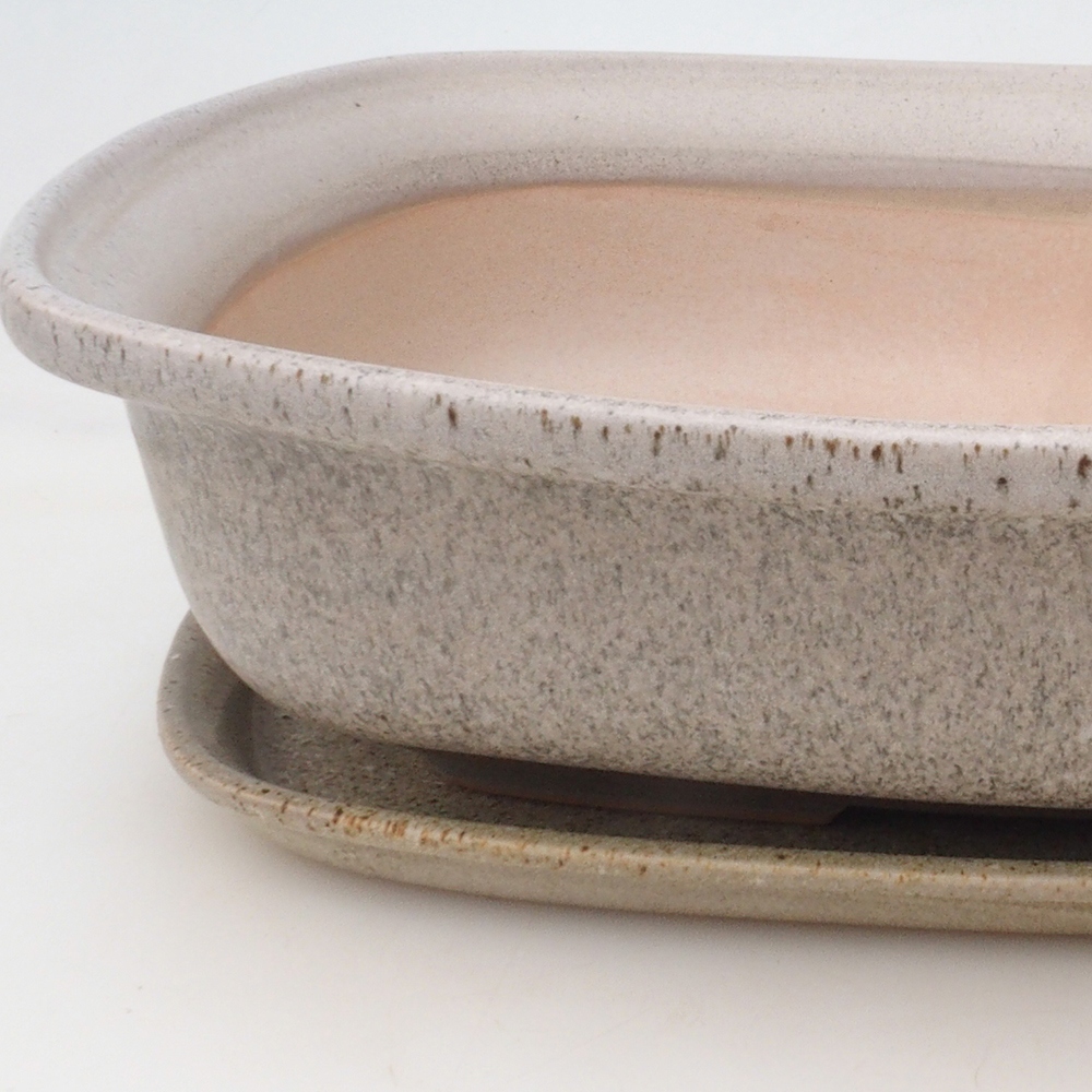 Bonsai pot + saucer H10 - 37 x 28 x 9 cm. - beige
