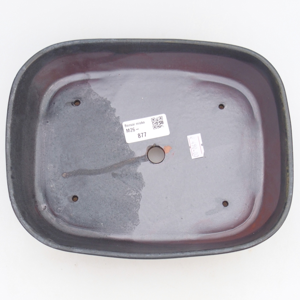 Ceramic bonsai bowl 23 x 18 x 5,5 cm, metal colour