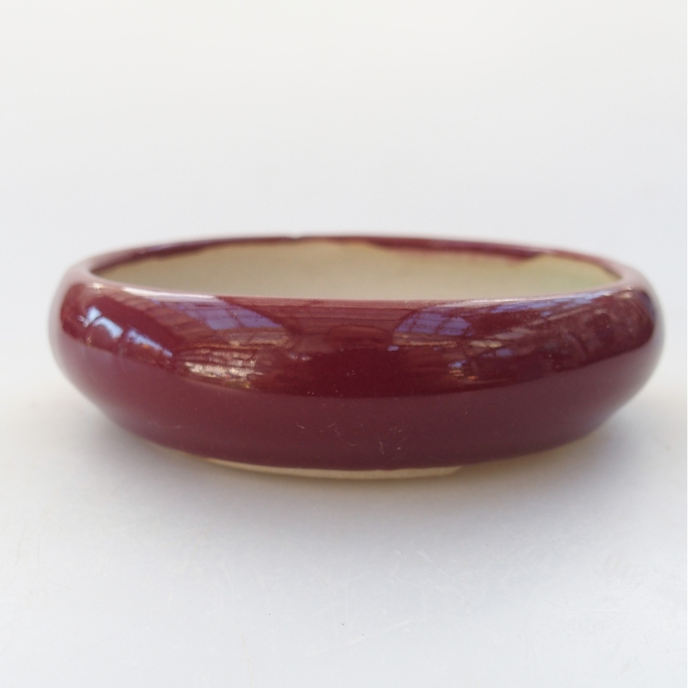 Ceramic bonsai bowl 9 x 9 x 2,5 cm, colour burgundy