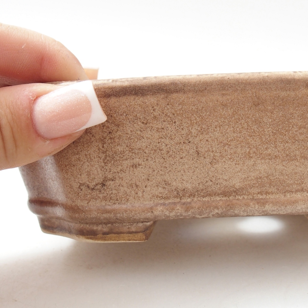 Ceramic bonsai bowl 14 x 12 x 4,5 cm, colour beige