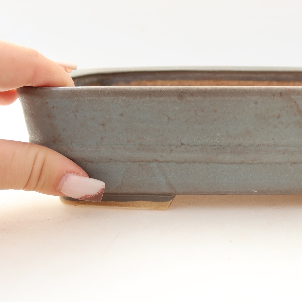 Ceramic bonsai pot, 22.5 x 18 x 6 cm, blue