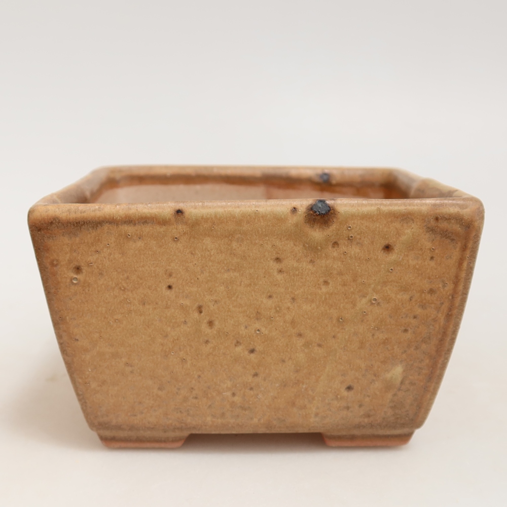 Ceramic bonsai pot, 10.5 x 10.5 x 6.5 cm, beige