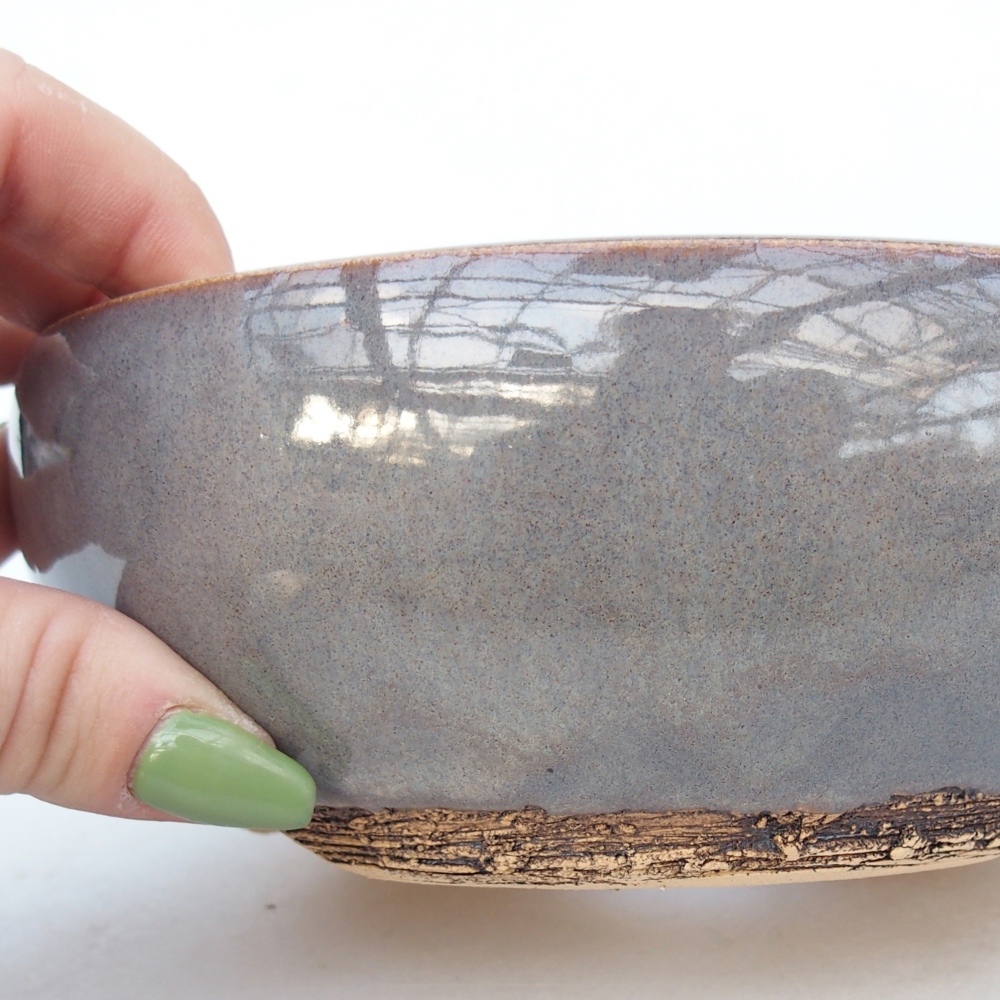 Ceramic bonsai bowl 16 x 16 x 6 cm, grey