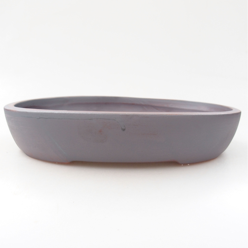 Ceramic bonsai bowl 22 x 16,5 x 4 cm, color metallic