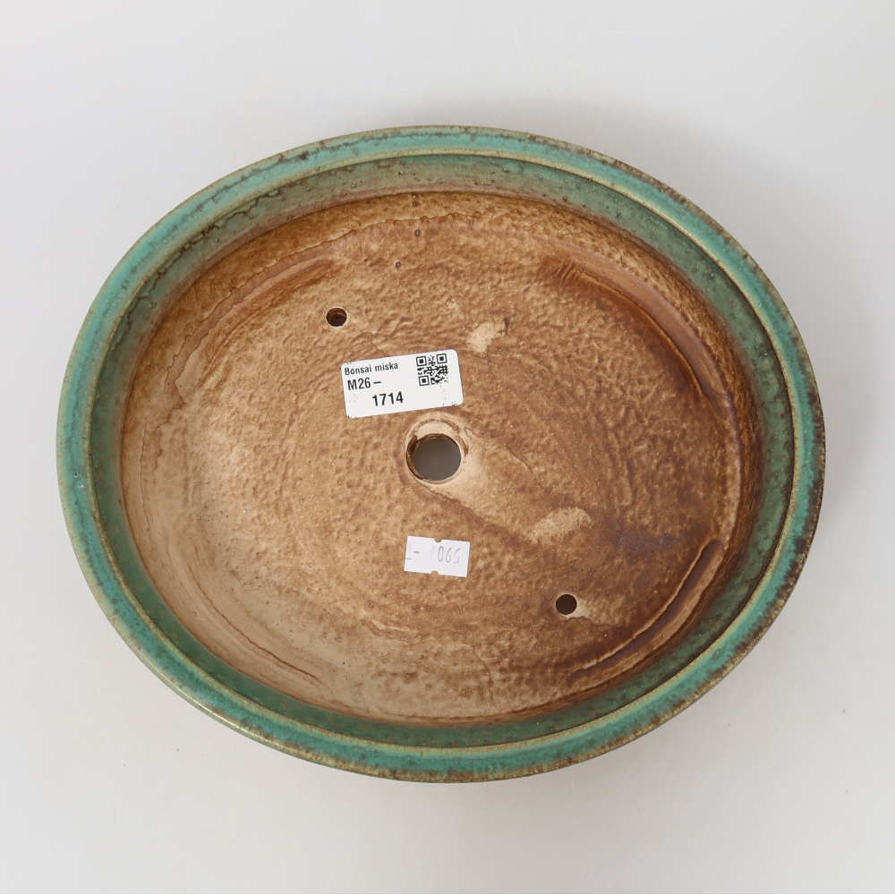 Ceramic bonsai bowl 24 x 21 x 5 cm, green