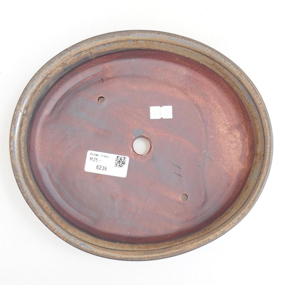 Ceramic bonsai bowl 23 x 19,5 x 4,5 cm, brown