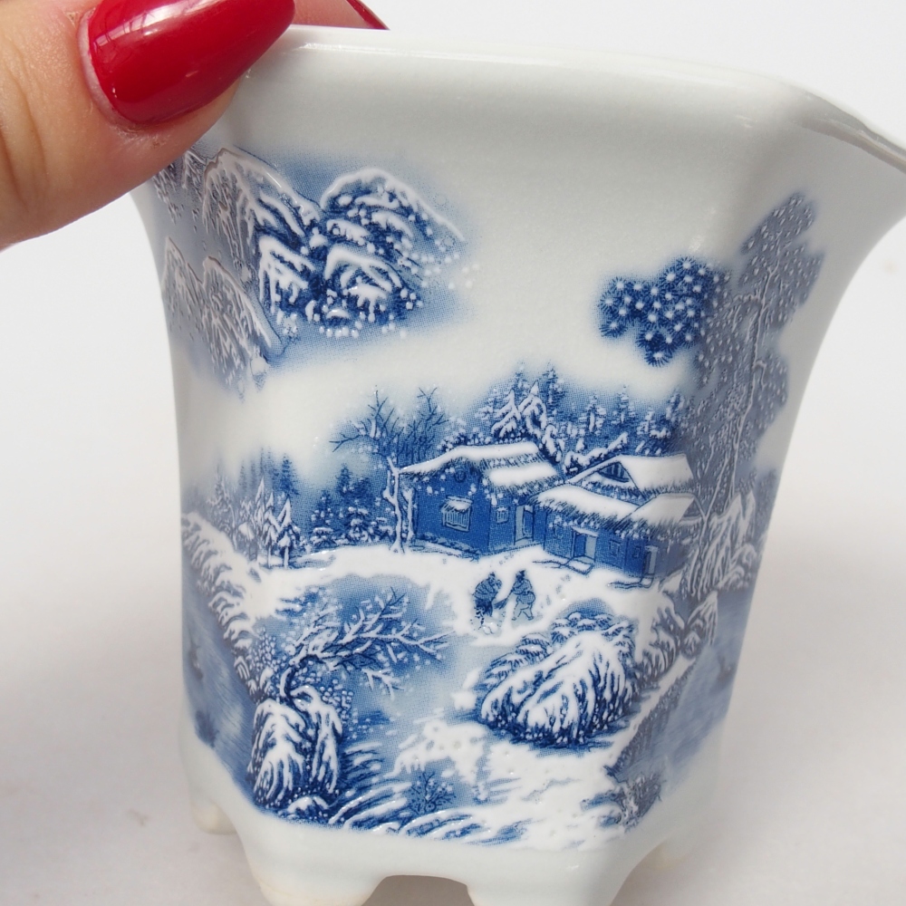 Ceramic bonsai bowl 10 x 9 x 9 cm, colour white