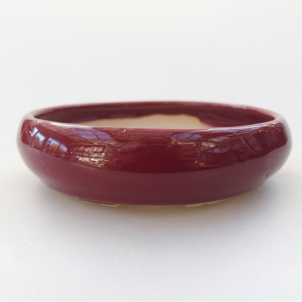 Ceramic bonsai bowl 9 x 9 x 2,5 cm, colour burgundy